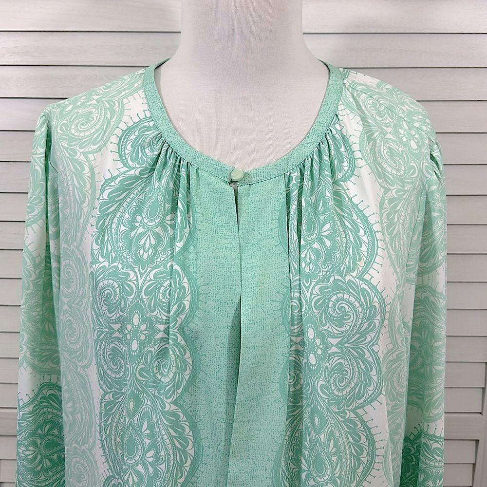 Bob Mackie 2X Cardigan Green Wearable Art LIKE NEW - Picture 3 of 11